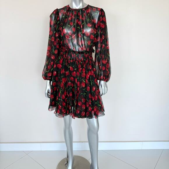 NEW!! Dolce&Gabbana cherry print silk dress size 44IT  or 8 US Authentic… - Picture 2 of 16